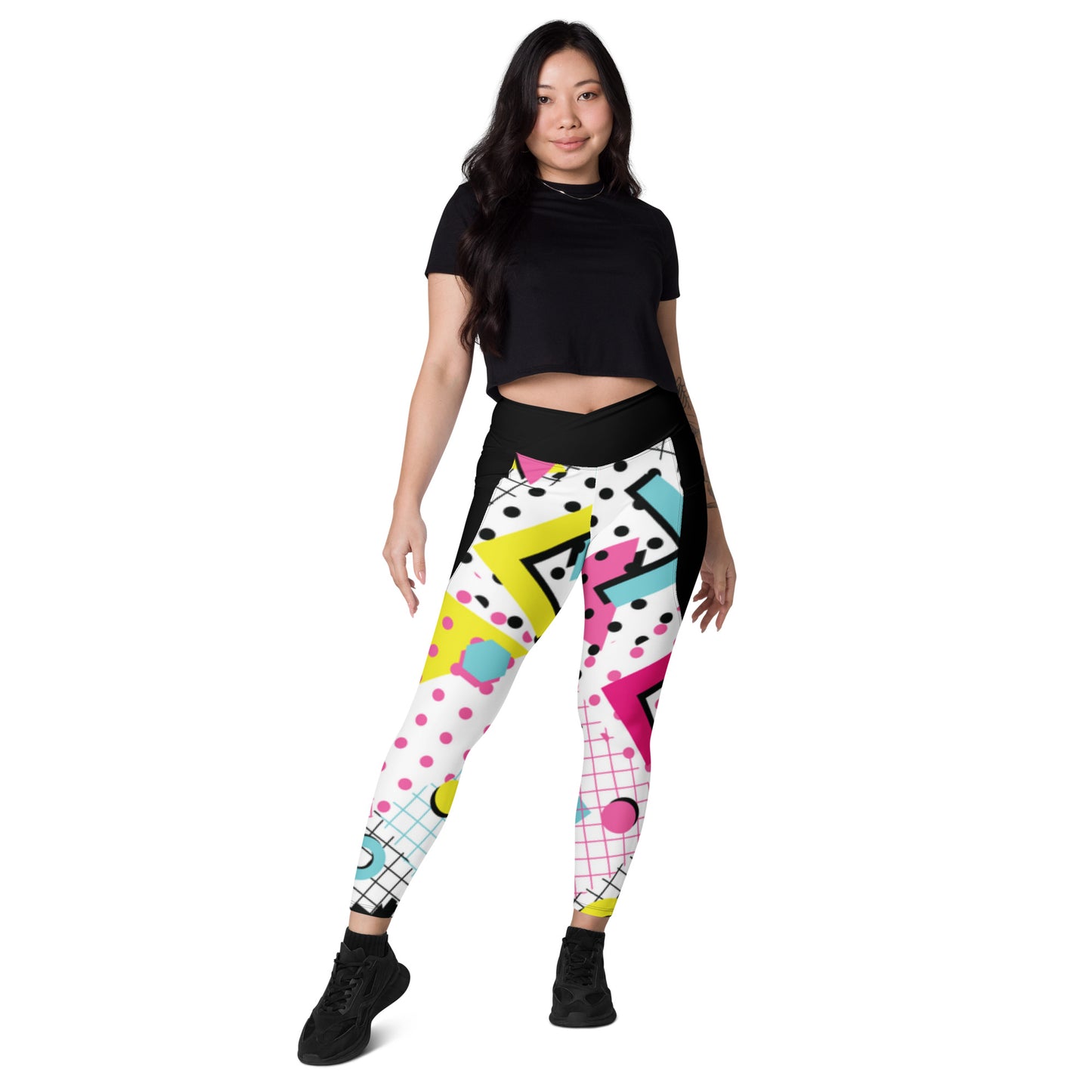 Geo crossover leggings with pockets