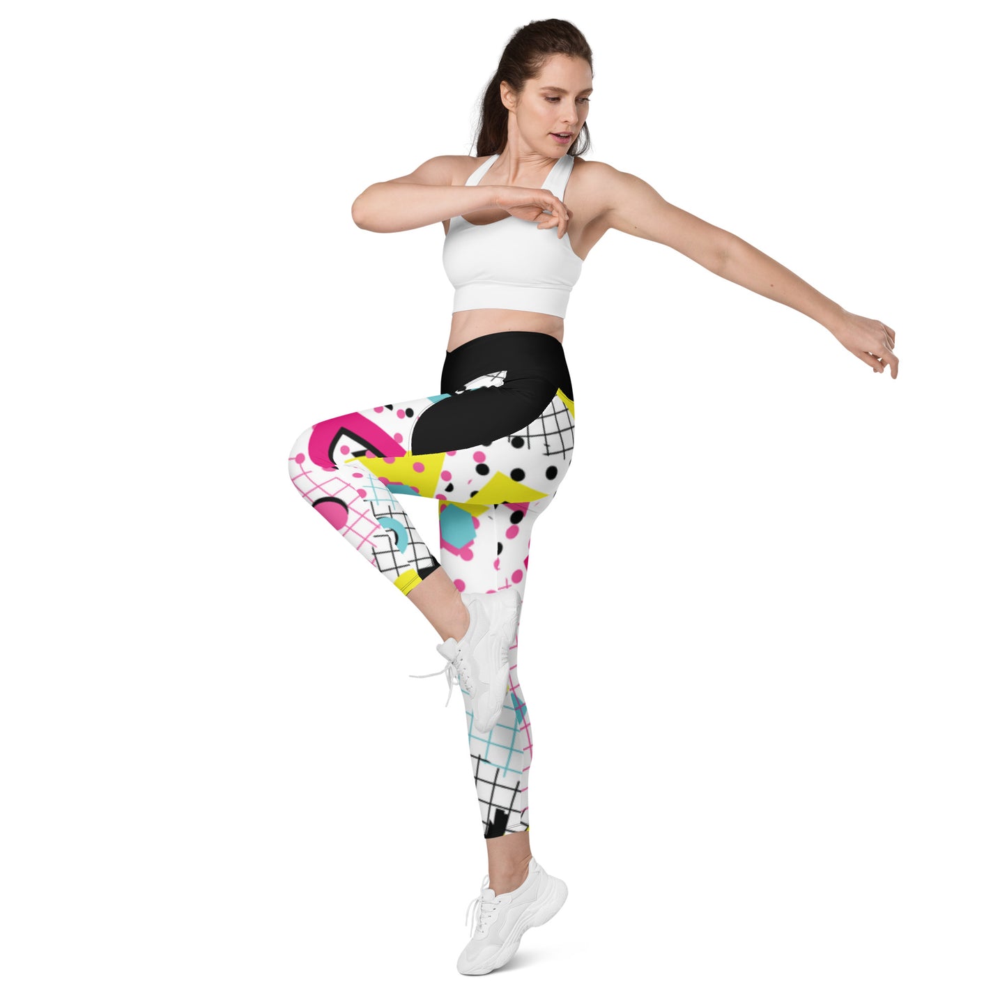 Geo crossover leggings with pockets