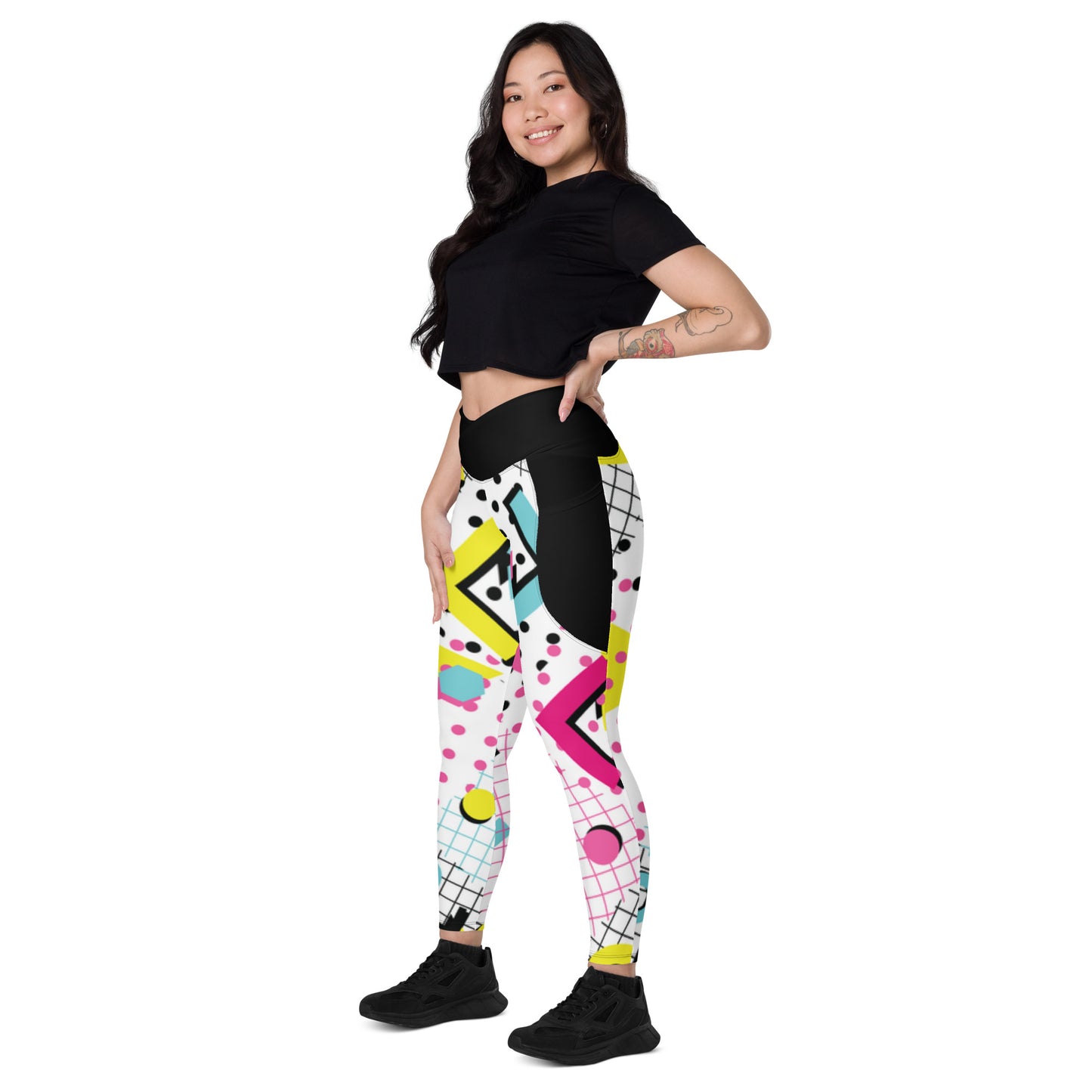 Geo crossover leggings with pockets